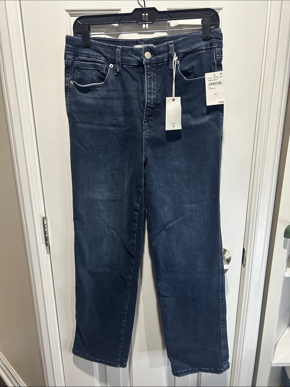 Good American Women's Dark Indigo Straight-Leg Jeans. Always Fit Size 6-12.